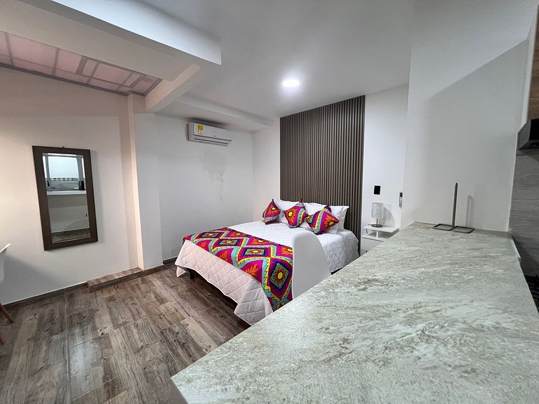 Agradable 1BR @Quibdo con Cama Queen & Lavadora